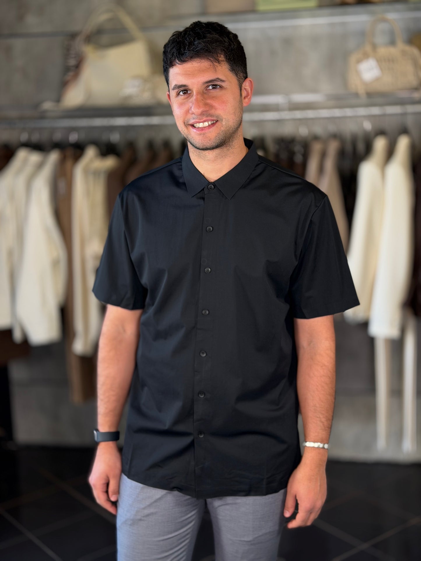Camicia a maniche corte nera 2293