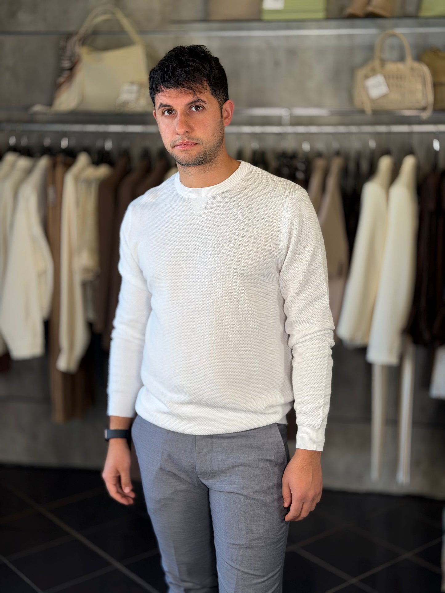 Maglioncino girocollo grana di riso bianco 2278