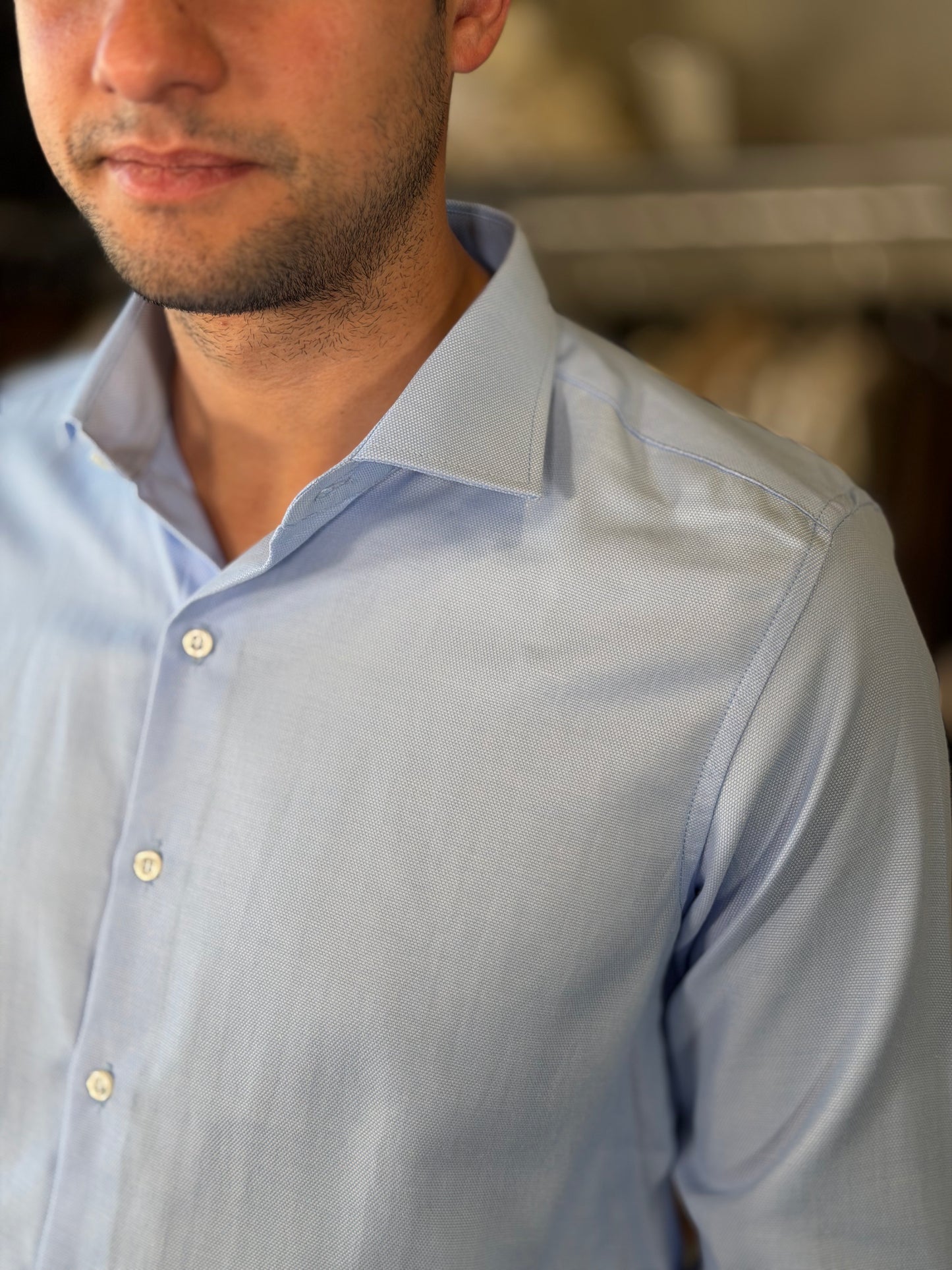 Camicia in cotone Oxford azzurra 2274