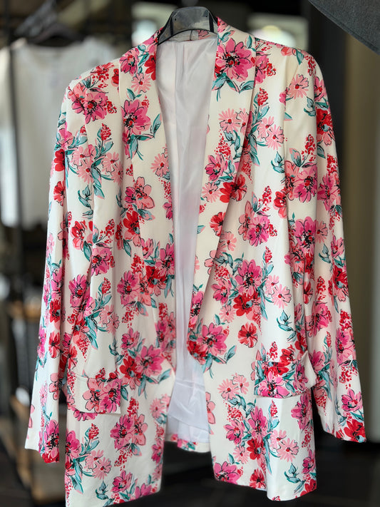 Blazer a fiori fucsia in taglia unica 2487