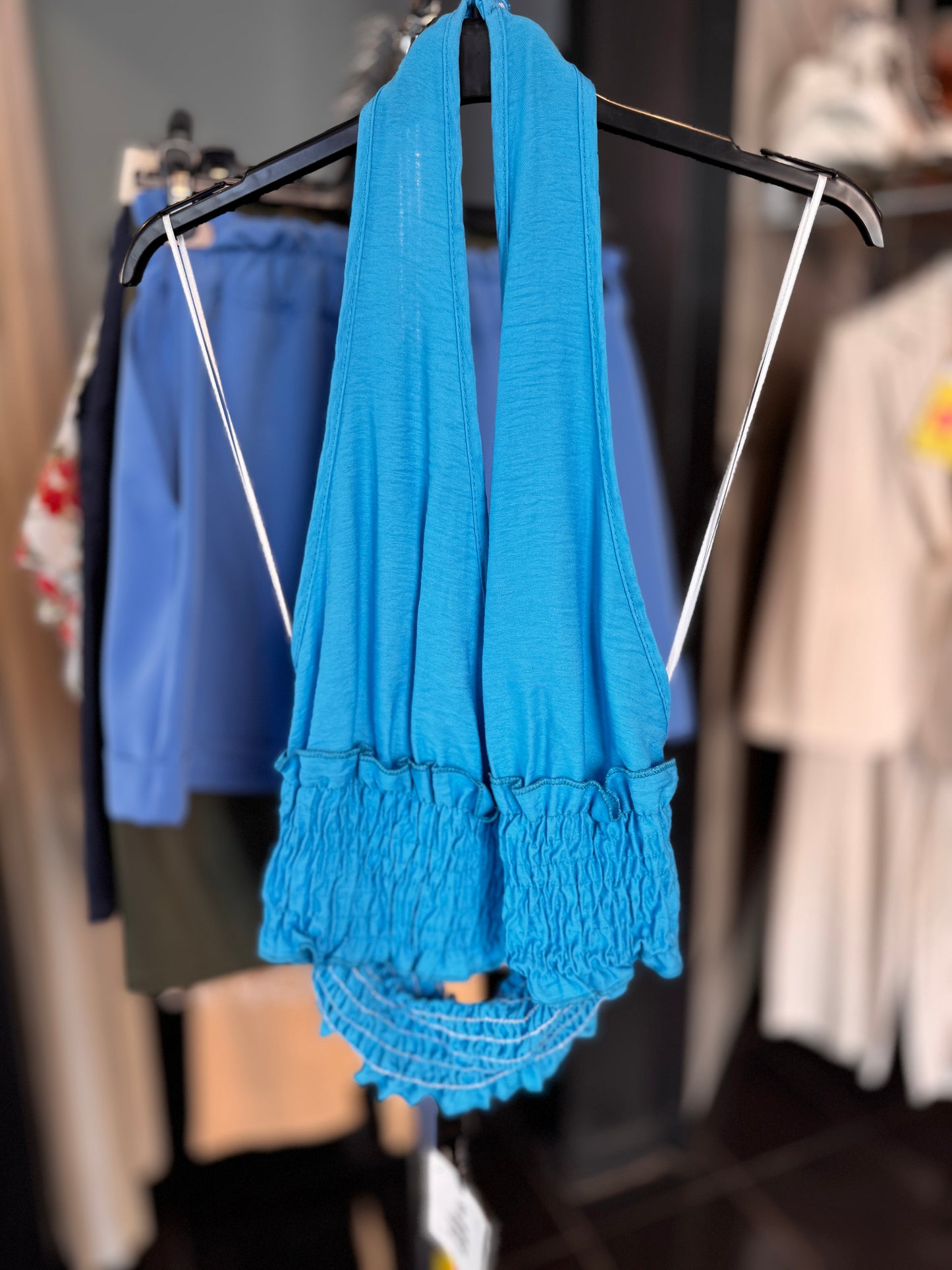 Top scollo all’americana azzurro in taglia unica 2647