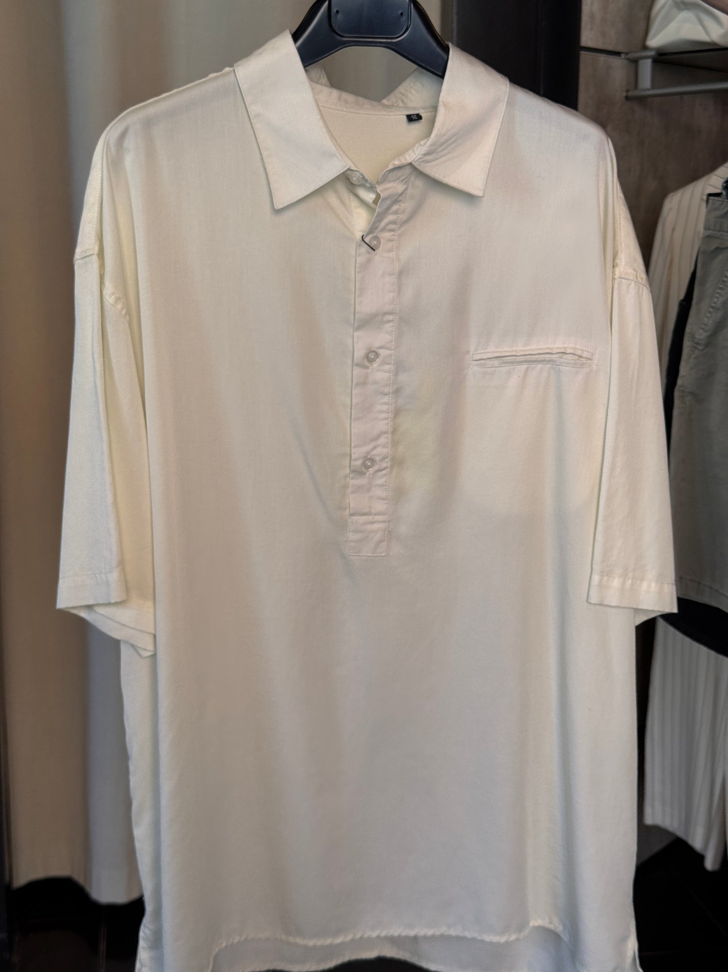 Camicia oversize maniche corte beige 2623