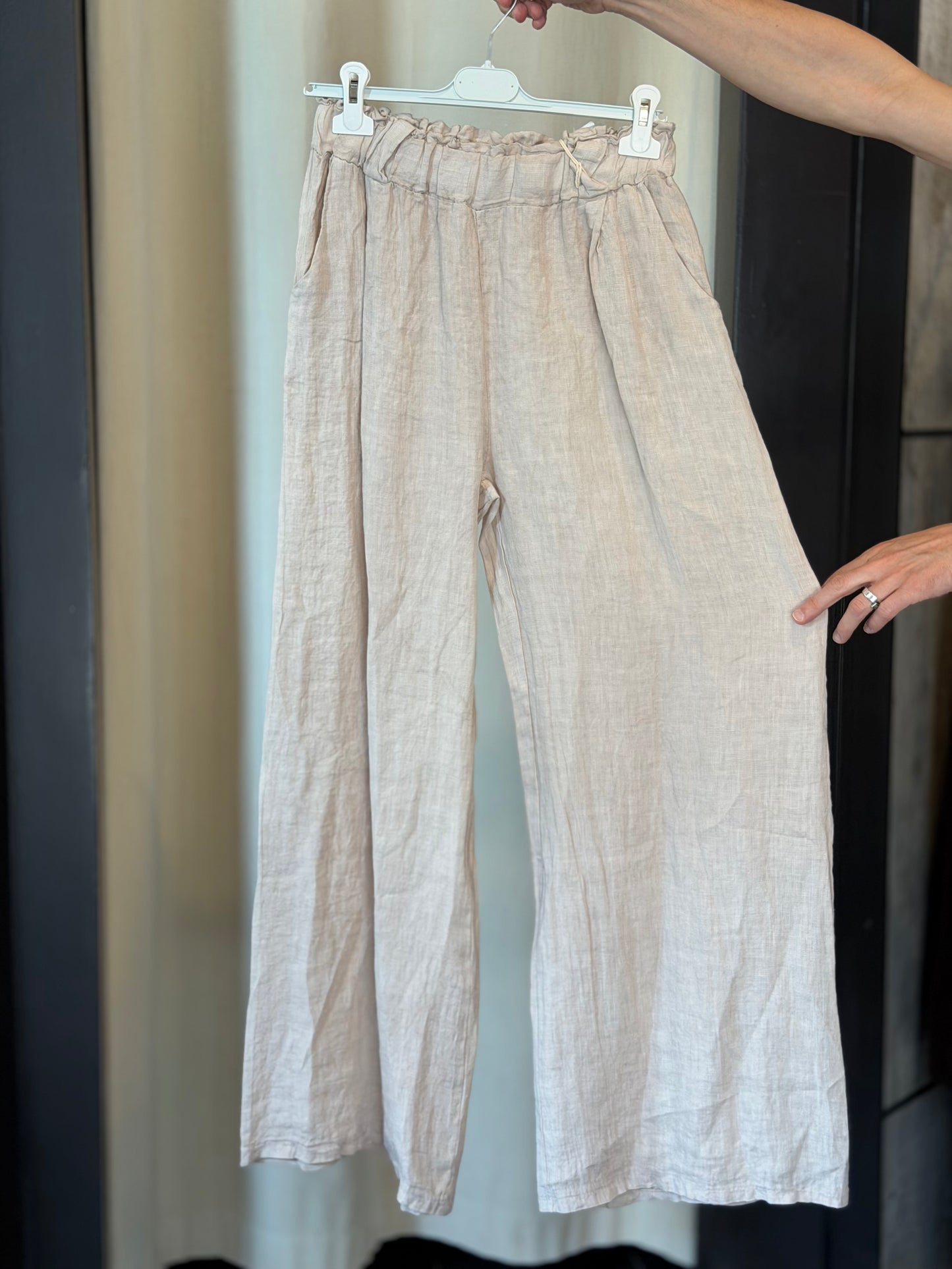 Pantalone in lino beige in taglia unica 2787