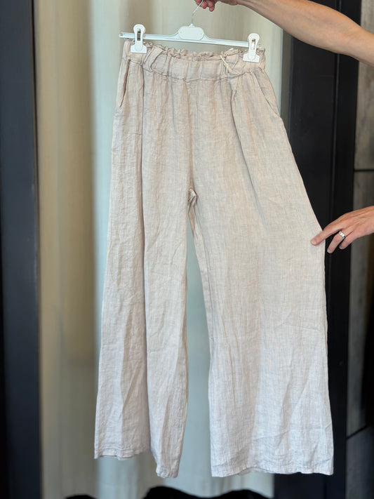 Pantalone in lino beige in taglia unica 2787