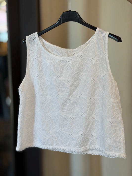 Top in sangallo bianco in taglia unica 2790