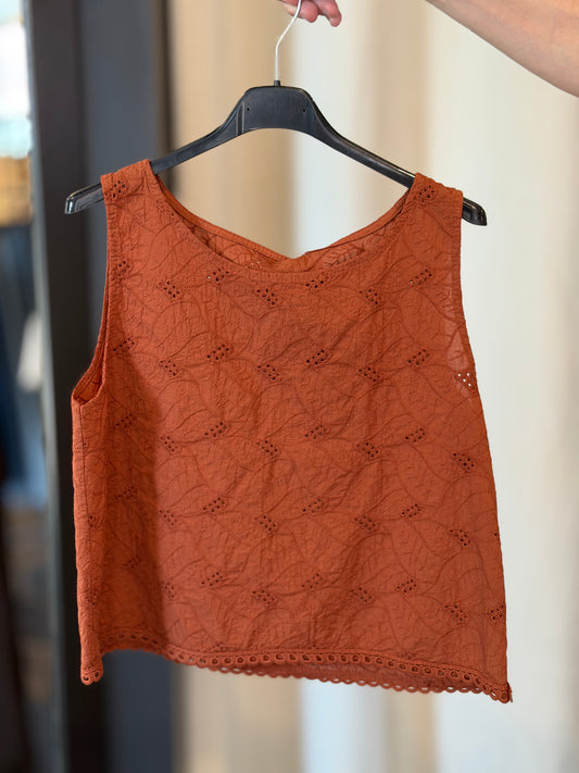 Top in sangallo coccio in taglia unica 2791