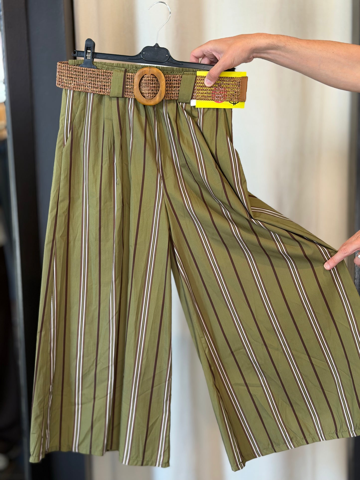 Pantalone a righe verde olio in taglia unica 2801