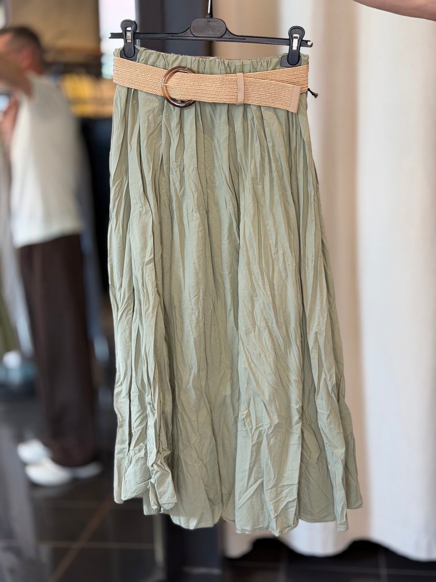 Gonna midi verde con cintura in taglia unica 2804