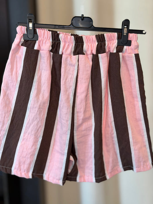 Shorts a righe rosa e marroni in taglia unica 2808