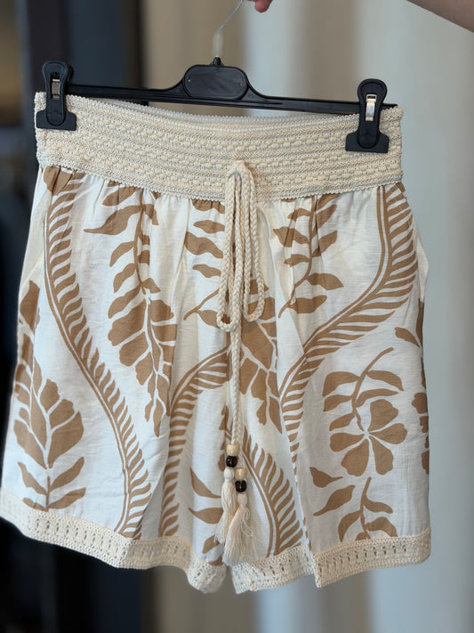 Shorts in fantasia beige in taglia unica 2809