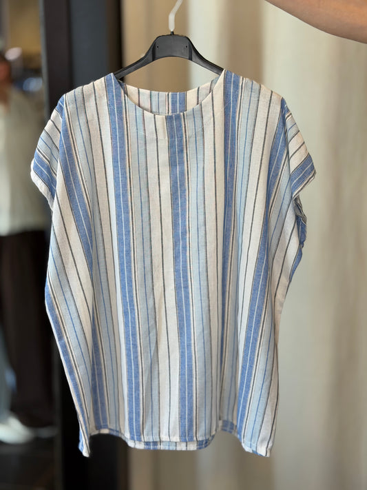 Blusa oversize a righe azzurre in taglia unica 2822