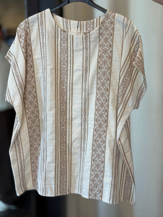 Blusa oversize a in fantasia beige in taglia unica 2821