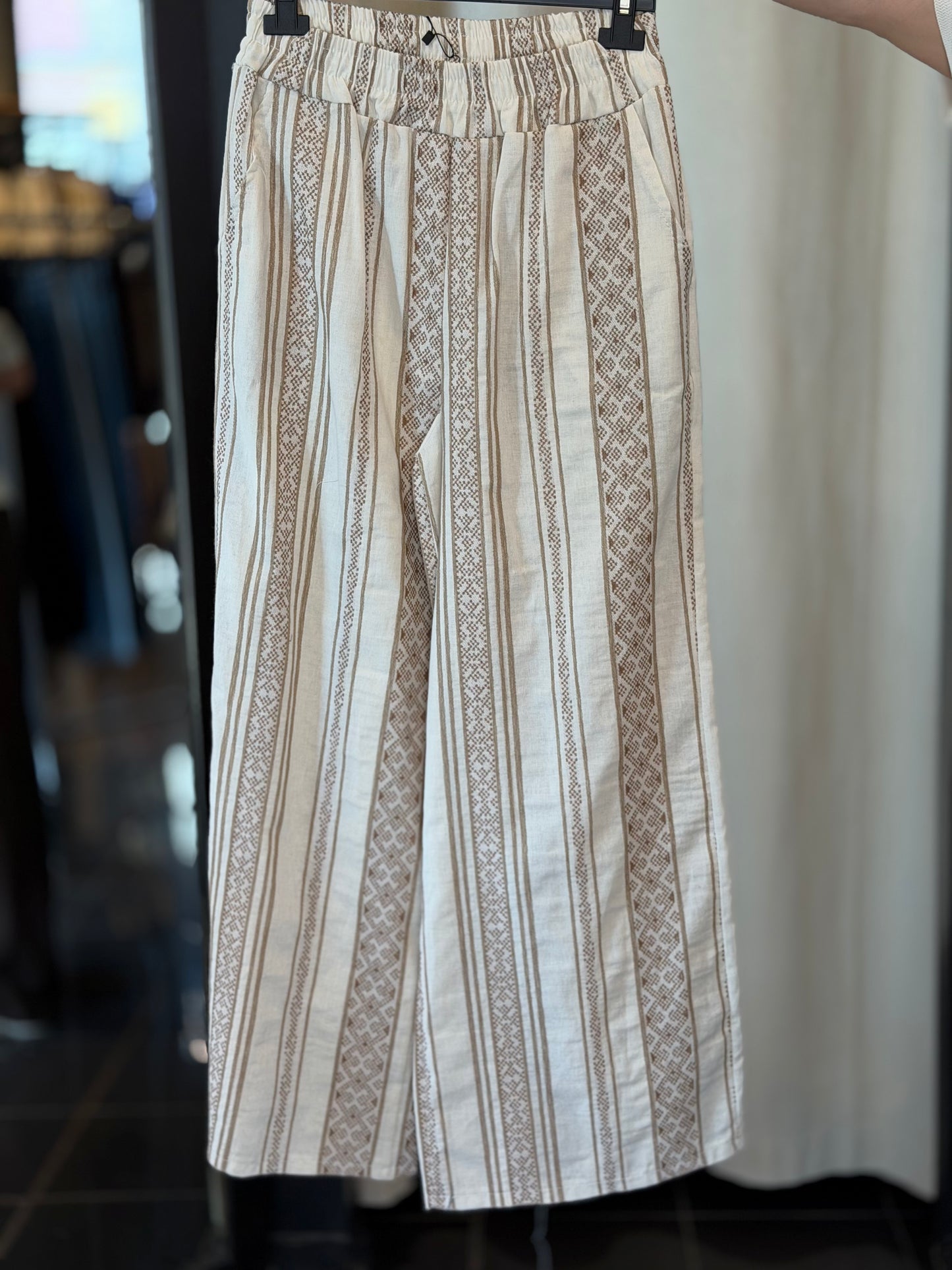 Pantalone a palazzo in fantasia beige in taglia unica 2819