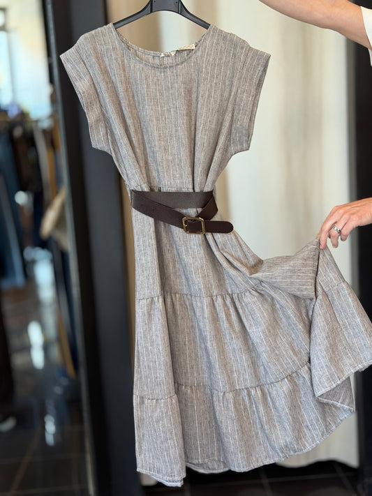 Abito taupe e filo di lurex midi con cintura in taglia unica 2828