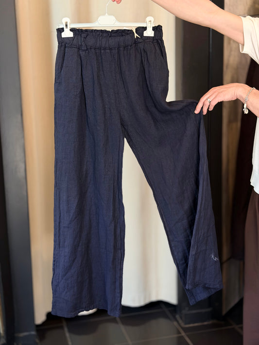 Pantalone in lino blu in taglia unica 2788