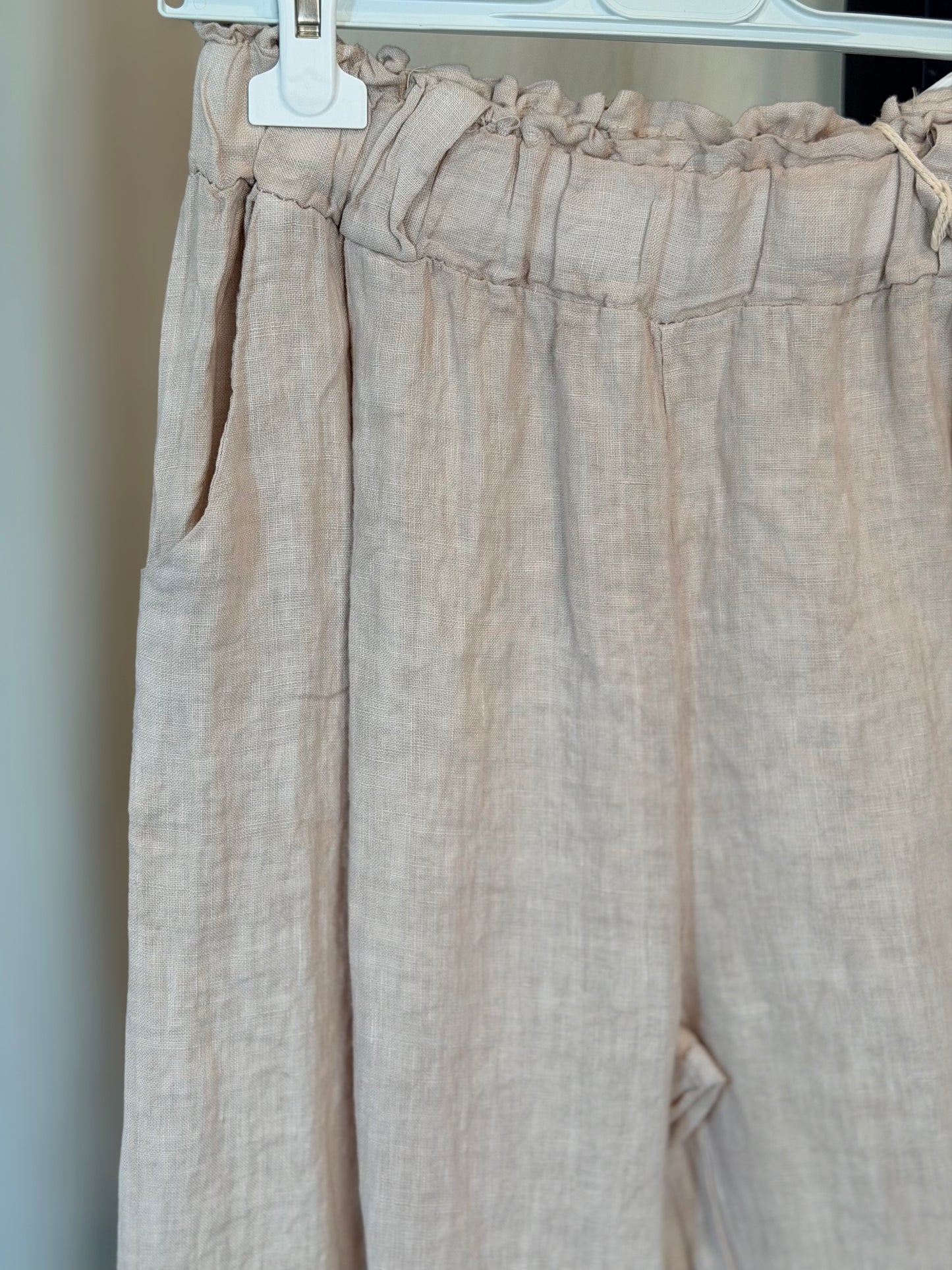 Pantalone in lino beige in taglia unica 2787