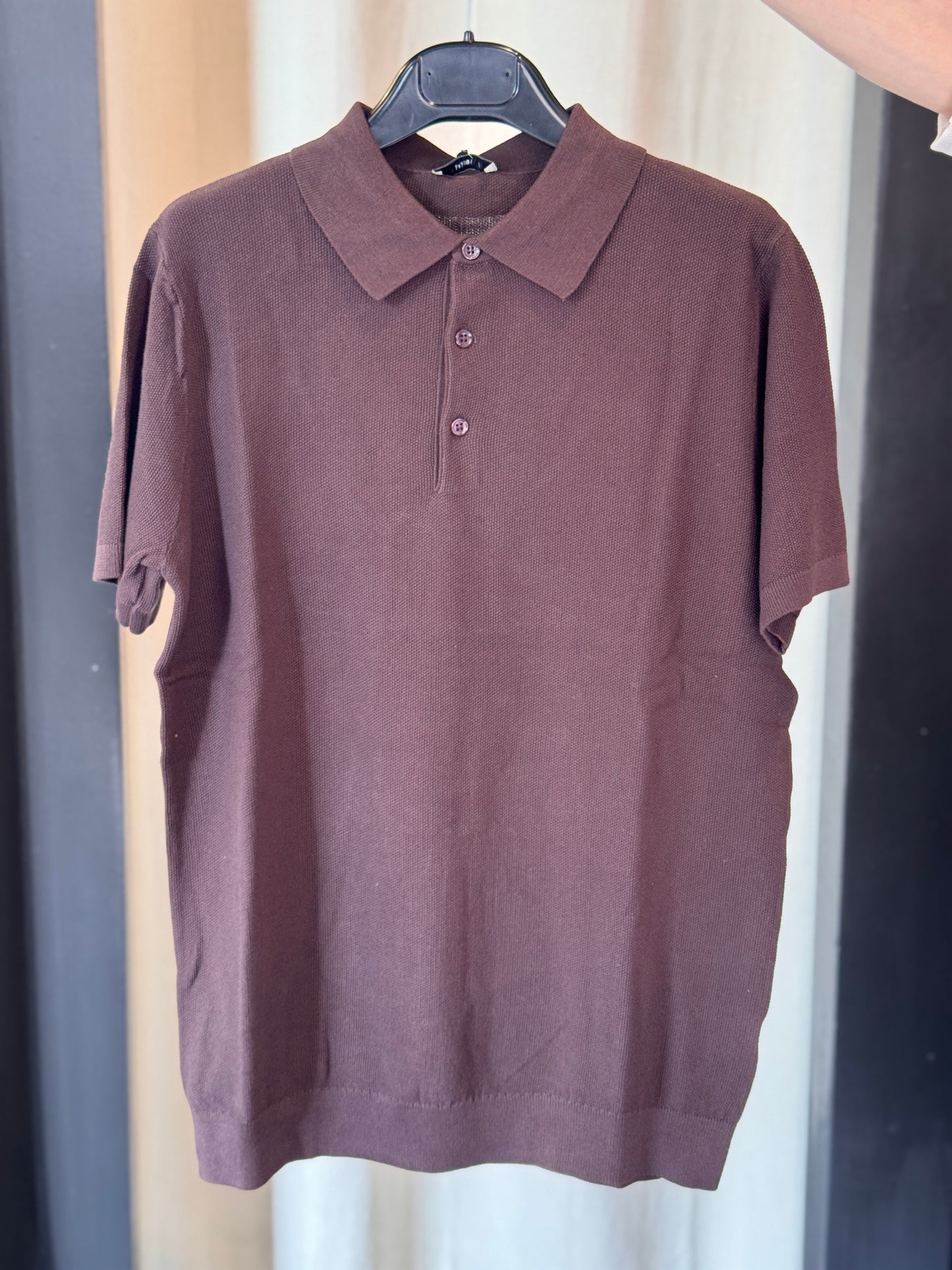 Polo in filo marrone 2835