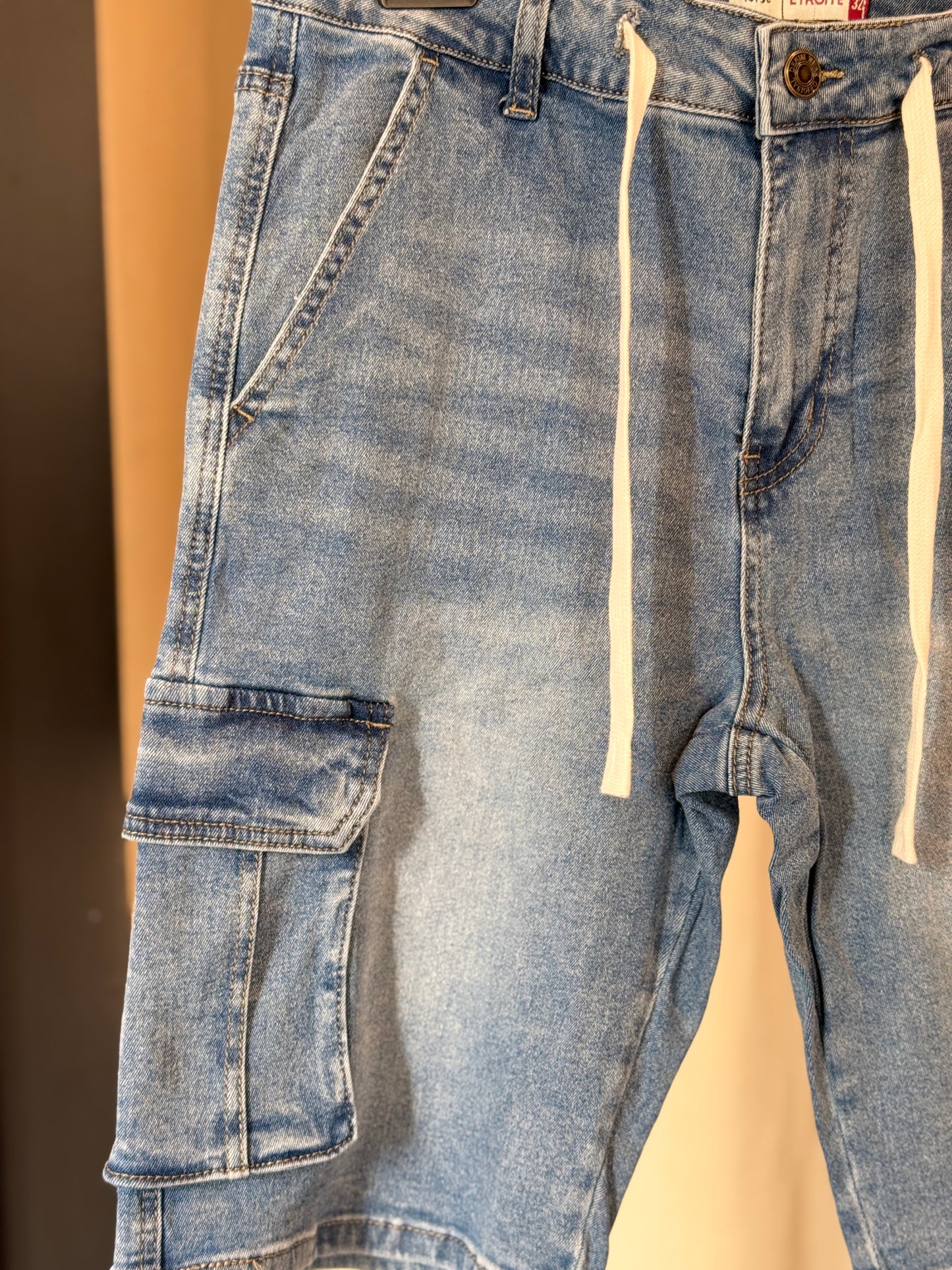 Bermuda cargo in jean con coulisse 2829