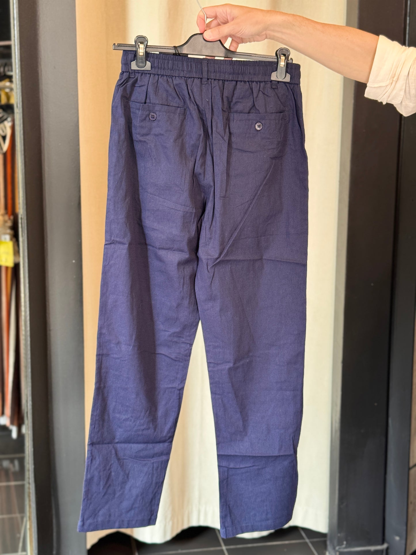 Pantalone blu Slim con coulisse 2838