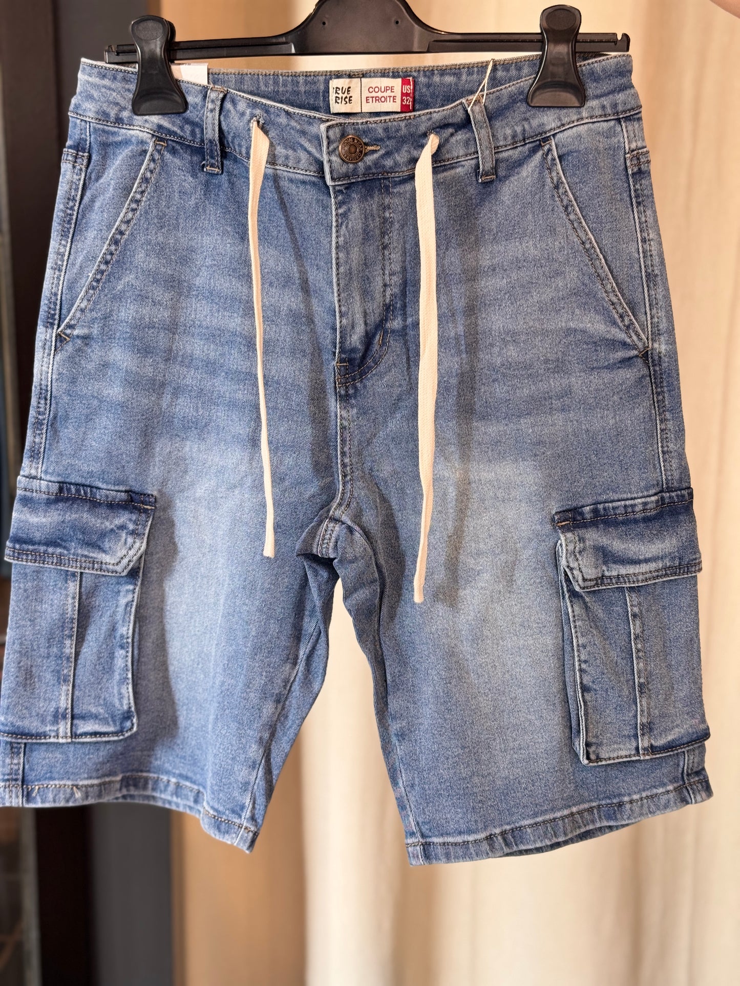 Bermuda cargo in jean con coulisse 2829