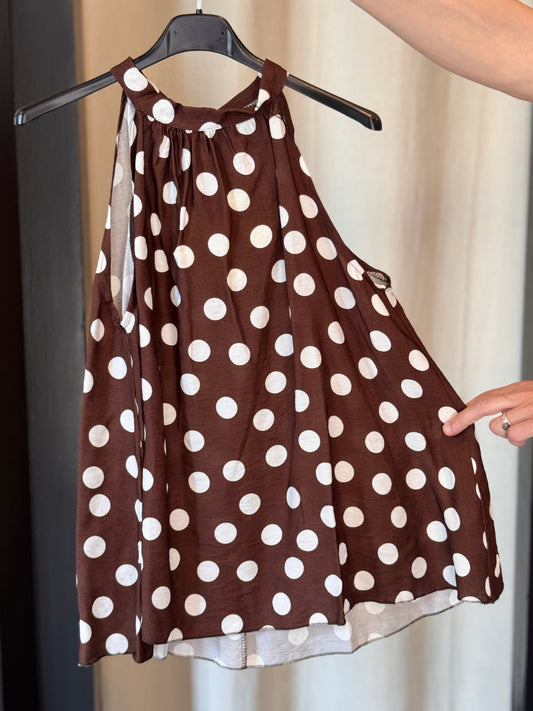 Top scollo all’americana marrone a pois  in taglia unica 2920