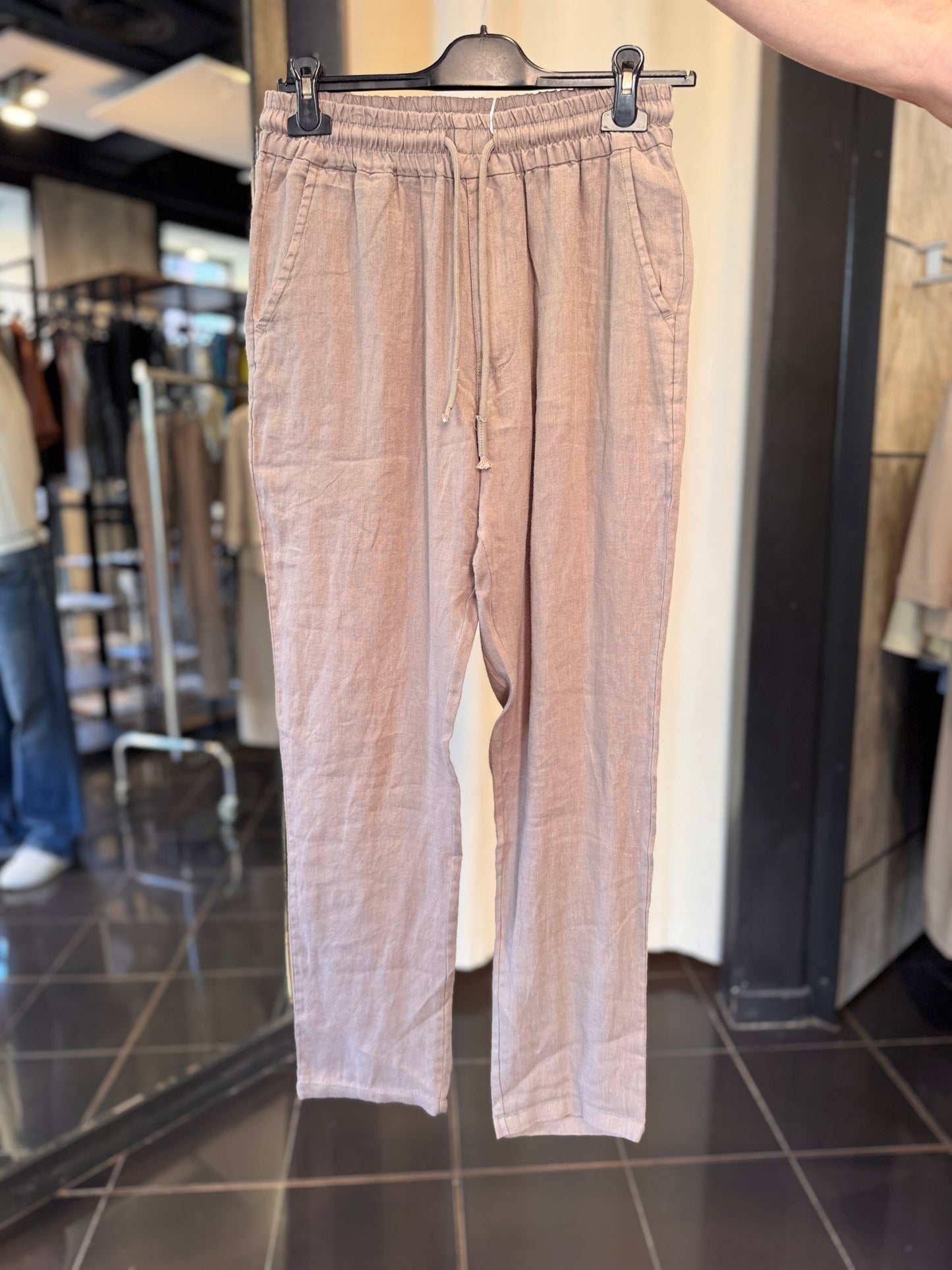 Pantalone in lino con coulisse corda 2970