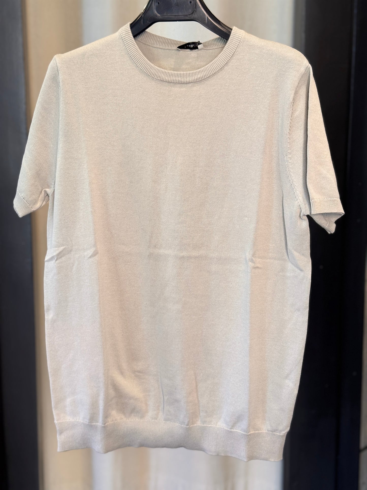 T-shirt in maglina girocollo grigio pietra 2973