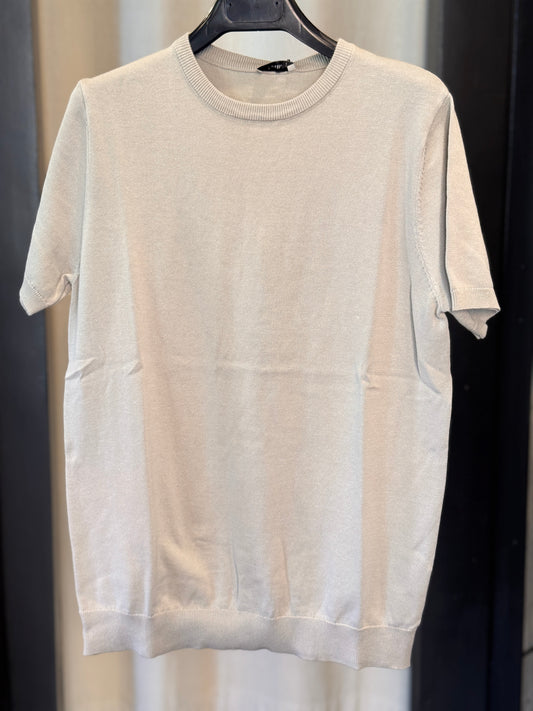 T-shirt in maglina girocollo grigio pietra 2973
