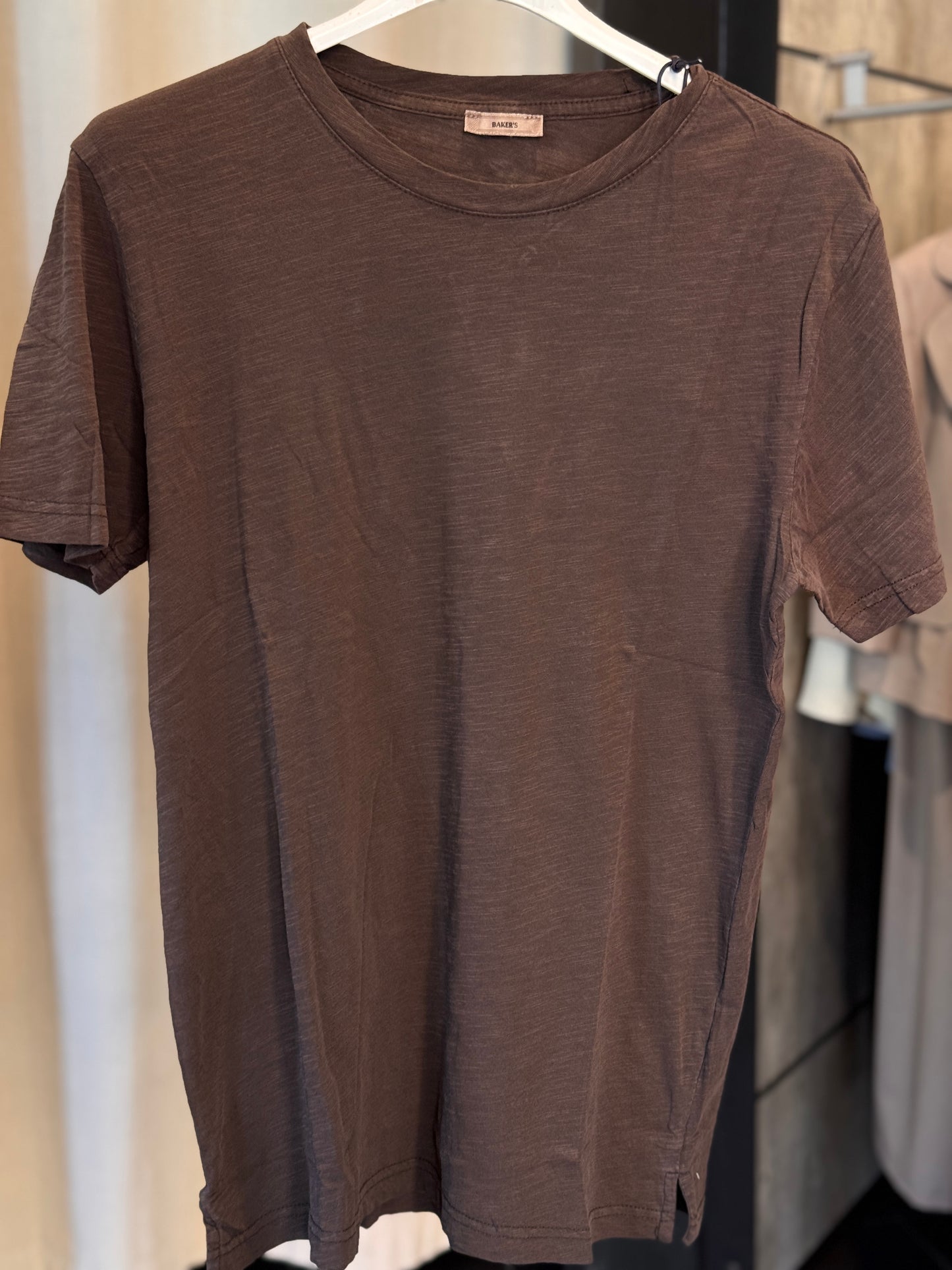 T-shirt marrone effetto cotone fiammato 2982