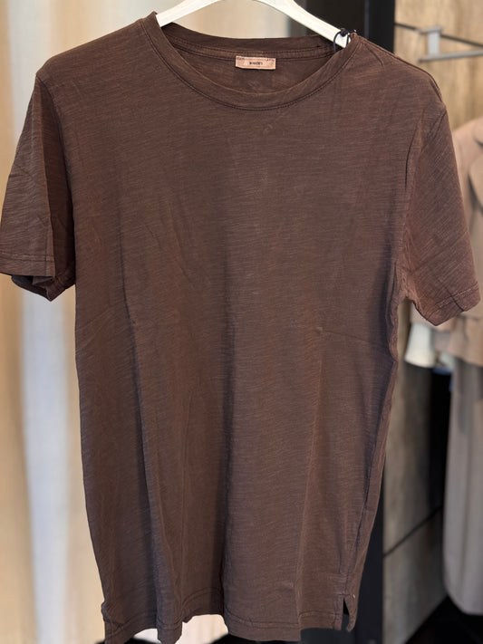 T-shirt marrone effetto cotone fiammato 2982